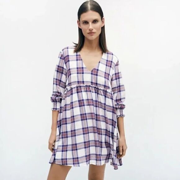 ZARA PLAID MINI DRESS - Picture 2 of 6